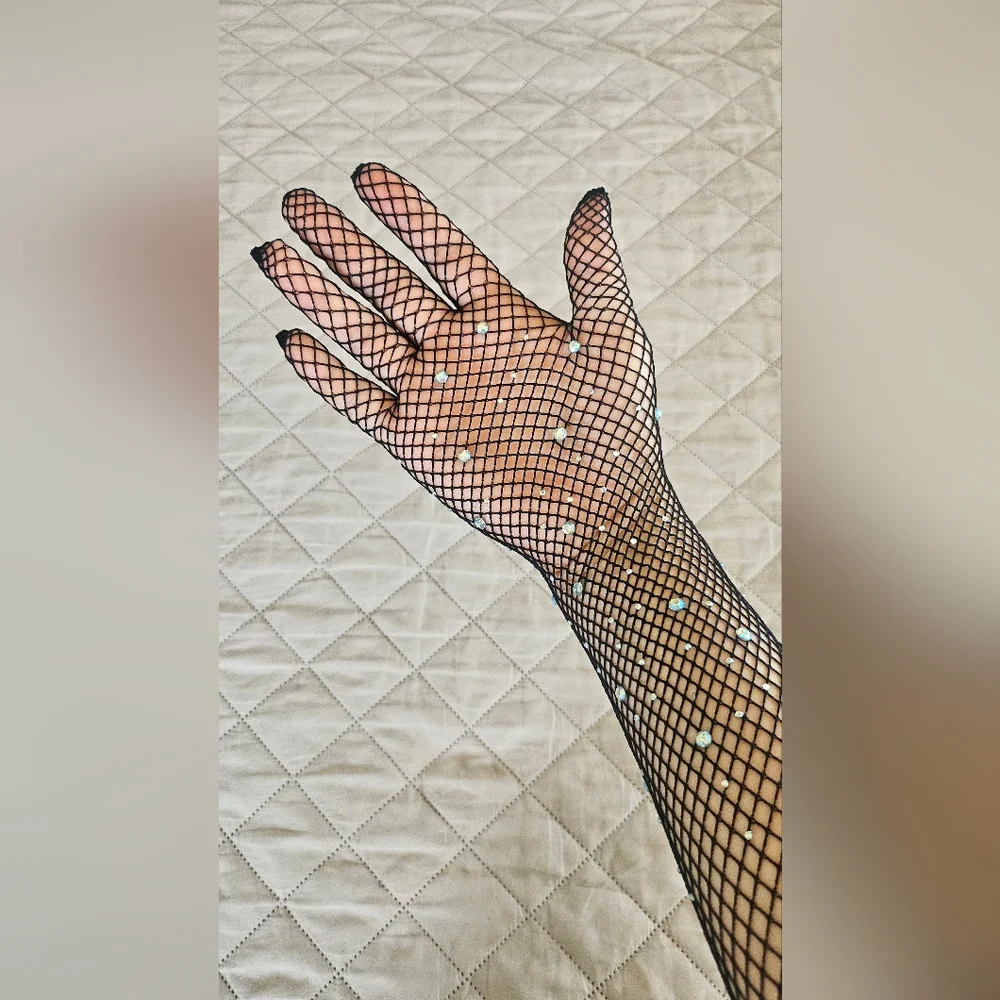 New Long Fishnet gloves, new, reaches above the elbow, Womens